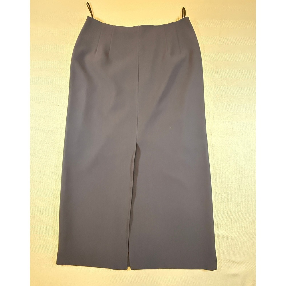 Talbots Petites Navy Blue Column Skirt Front Slit Triacetate Blend Size 8P